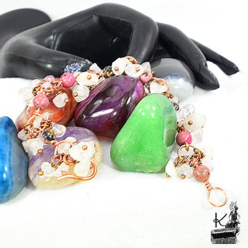 Bracelet Swan - perles en rhodonite et en quartz rose – Image 4