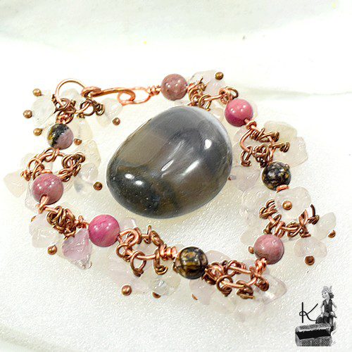 Bracelet Swan - perles en rhodonite et en quartz rose – Image 5