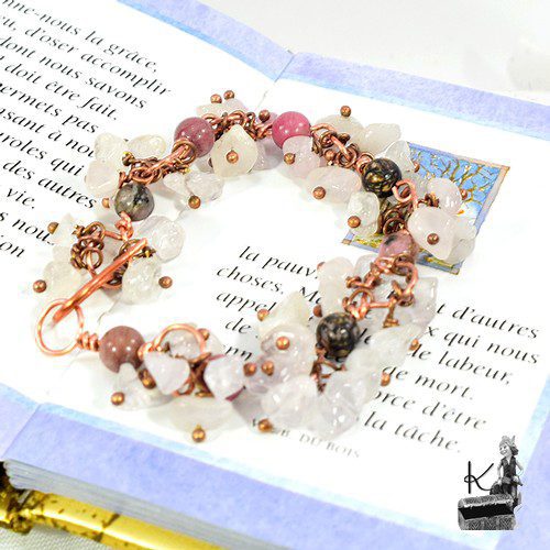 Bracelet Swan - perles en rhodonite et en quartz rose – Image 6
