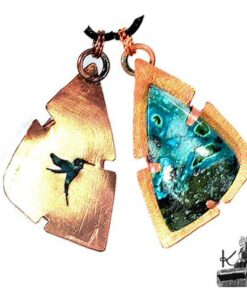 Pendentif denoi en cuivre avec une malachite chrysocolle
