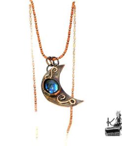 Pendentif demie-lune Poehina en cuivre et labradorite