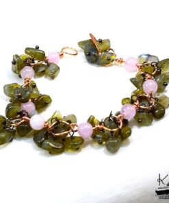 Bracelet Boécia en quartz rose et en labradorite