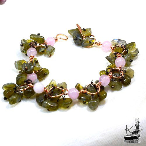Bracelet Boécia en quartz rose et en labradorite
