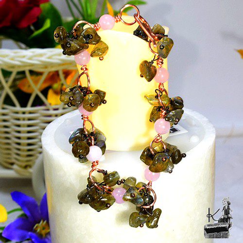 Bracelet Boécia - quartz rose et labradorite – Image 3