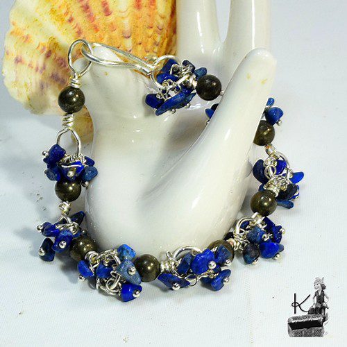 Bracelet Sorel en pyrite et lapis lazuli
