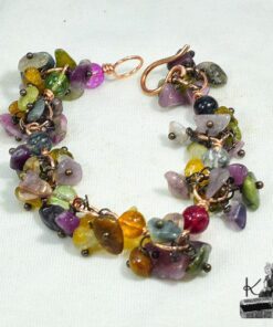Bracelet freoni en cuivre avec tourmaline colorée