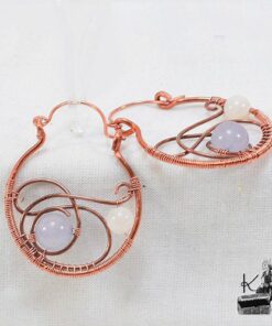 Boucles d'oreille Hawe - cuivre, angélite et pierre de lune – Image 6