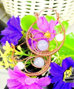 Boucles d'oreille Hawe - cuivre, angélite et pierre de lune – Image 4