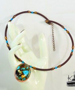 Collier Joas avec pendentif en bornite