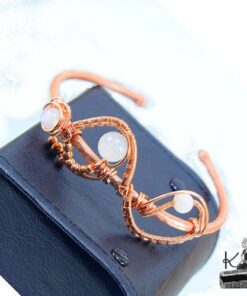 Bracelet Jonc Adenet - cuivre naturel et pierre de lune – Image 8