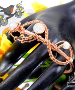 Bracelet Jonc Adenet - cuivre naturel et pierre de lune – Image 6