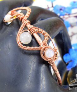 Bracelet Jonc Adenet - cuivre naturel et pierre de lune – Image 5