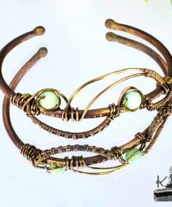 Bracelet jonc Riwana en cuivre et en amazonite
