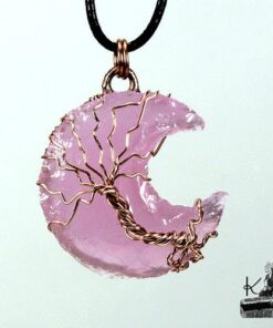 Pendentif Eloha avec demie lune en quartz rose