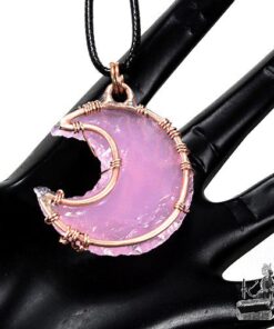 Pendentif Eloha - lune en quartz rose et arbre de vie – Image 7