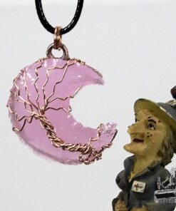 Pendentif Eloha - lune en quartz rose et arbre de vie – Image 4