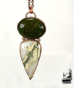 Pendentif Jolan avec double agate mousse