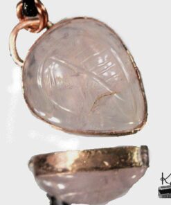 Pendentif Dilys - quartz rose gravé et cuivre – Image 7