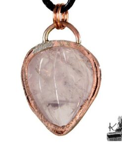 Pendentif Dilys - quartz rose gravé et cuivre – Image 6