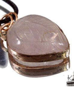 Pendentif Dilys - quartz rose gravé et cuivre – Image 4