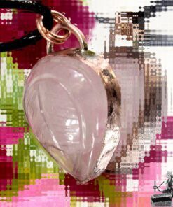 Pendentif Dilys - quartz rose gravé et cuivre – Image 3