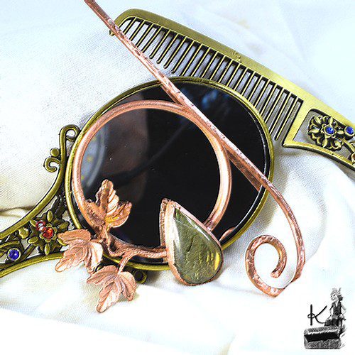 Barrette cheveux Nevena - labradorite (cheveux épais) – Image 5