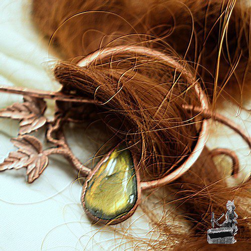 Barrette cheveux Nevena - labradorite (cheveux épais) – Image 2