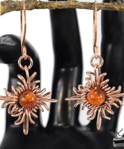 Boucles d'oreille Kisos en cuivre avec perles en cornaline