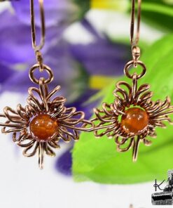 Boucles d'oreille Kisos - cuivre et cornaline – Image 6