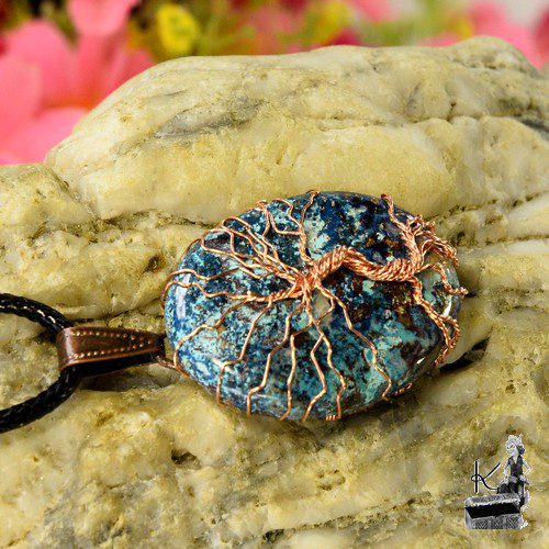reservé : Pendentif Arbre de vie Jolana - shattuckite et cuivre – Image 2