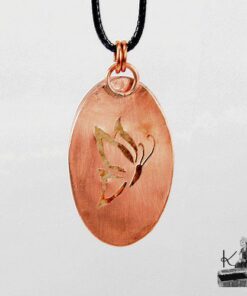 Alternative view of Pendentif Hywel - cuivre et Lodolite mousse rouge