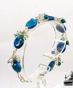 Bracel;et eleni avec perles en azurite chrysocolle