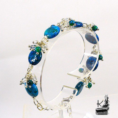 Bracel;et eleni avec perles en azurite chrysocolle