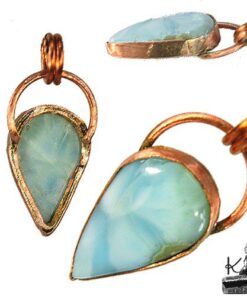 Pendentif Laric - larimar serti cuivre – Image 8