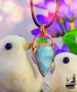 Pendentif Laric - larimar serti cuivre – Image 6