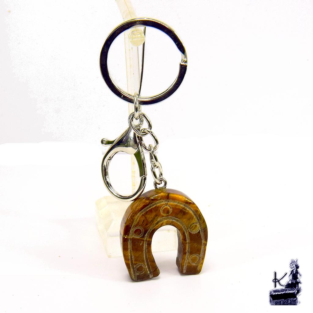Porte clé "fer à cheval" en oeil de tigre