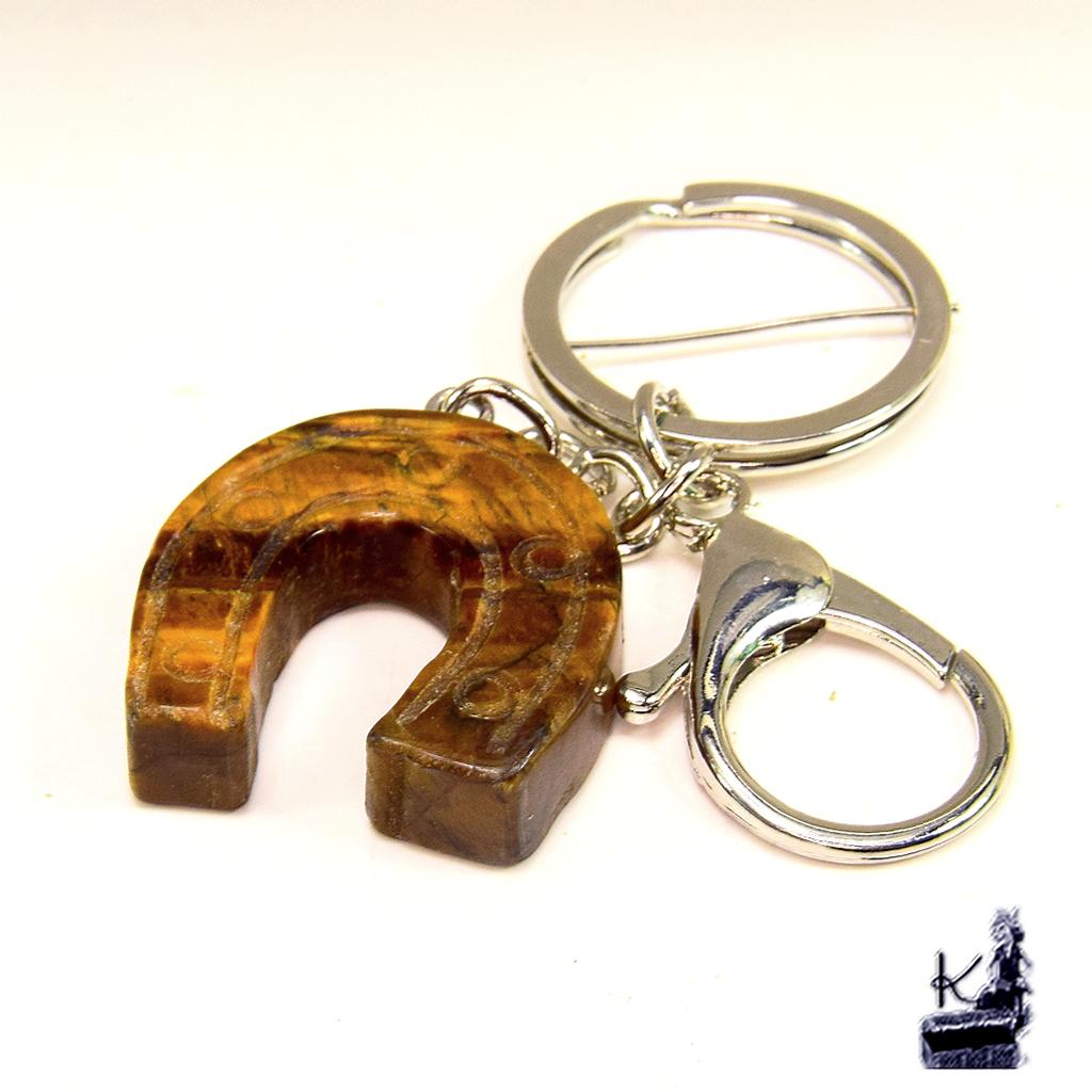 Porte-clé "fer à cheval" en oeil de tigre – Image 2