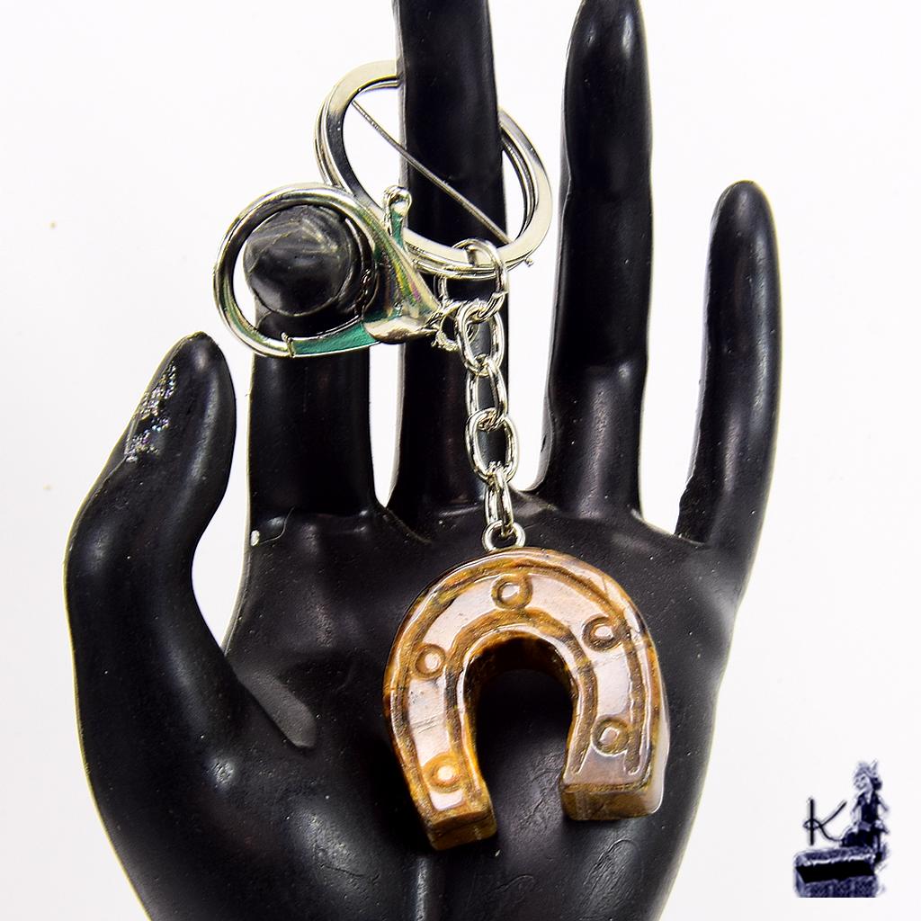 Porte-clé "fer à cheval" en oeil de tigre – Image 4