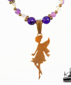 Collier winx avec fée, améthyste et fluorite