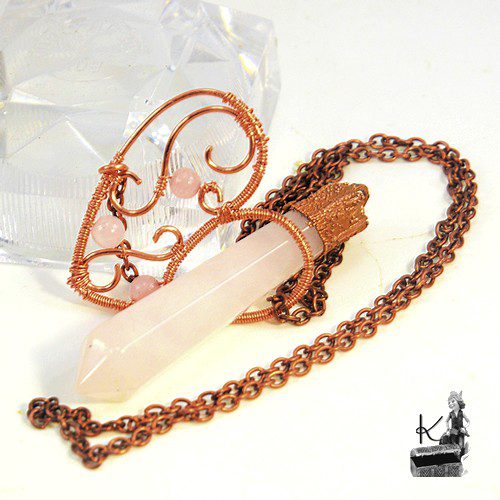 Réservé : Collier lasso Sakari - cuivre et quartz rose – Image 2