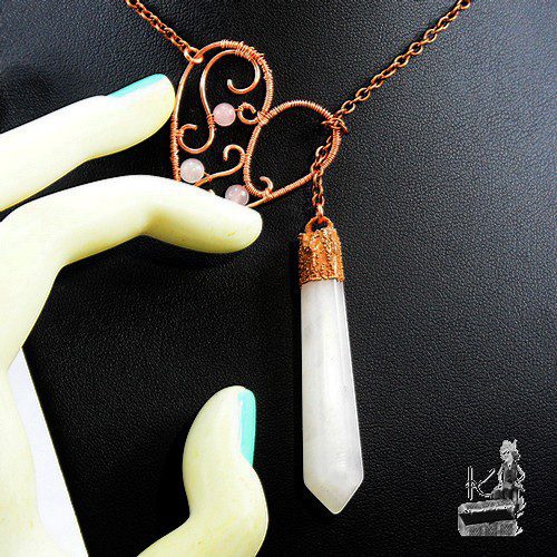 Réservé : Collier lasso Sakari - cuivre et quartz rose – Image 7