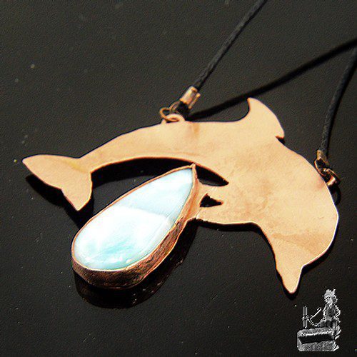 Réservé : Collier Thalou - cuivre et larimar + bracelet – Image 5
