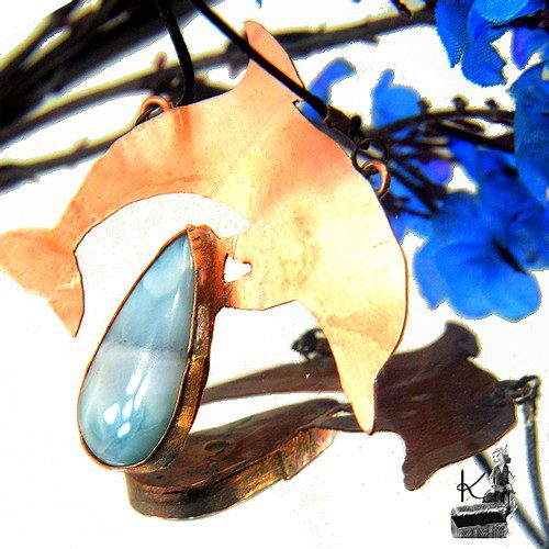 Réservé : Collier Thalou - cuivre et larimar + bracelet – Image 4