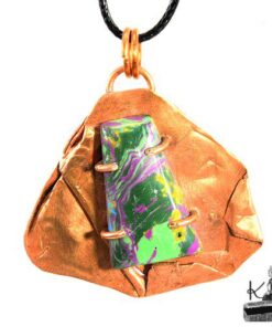 Pendentif Bena en cuivre et turquoise