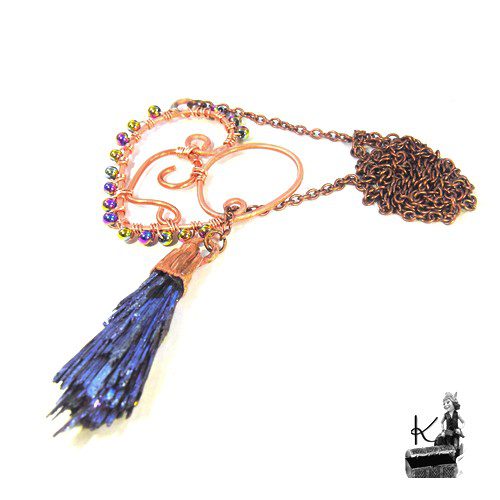 Réservé : Collier lasso Hona - hématite et cyanite