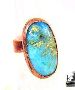 Bague ajustable maina en cuivre et larimar