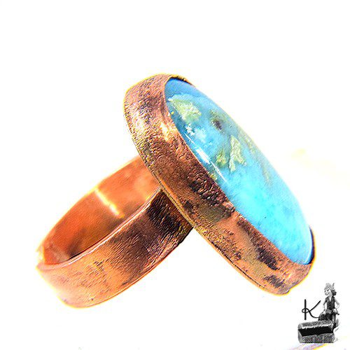 Bague ajustable Maina - cuivre et larimar – Image 3