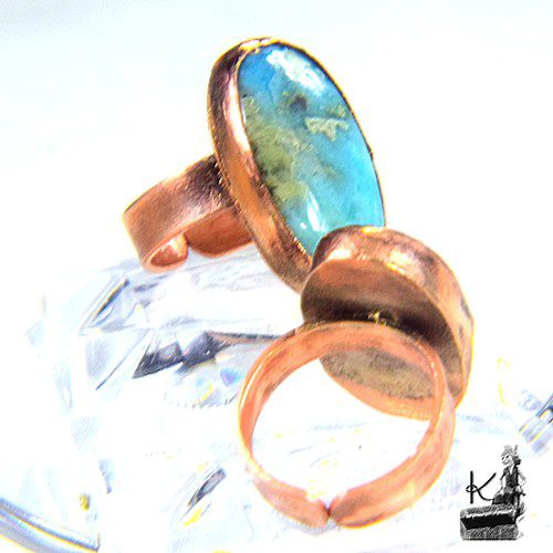 Bague ajustable Maina - cuivre et larimar – Image 4