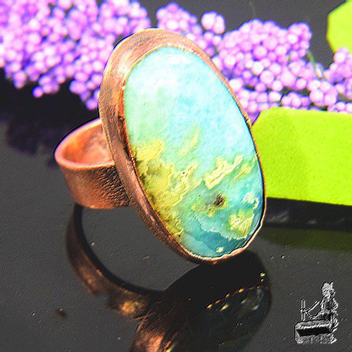 Bague ajustable Maina - cuivre et larimar – Image 5