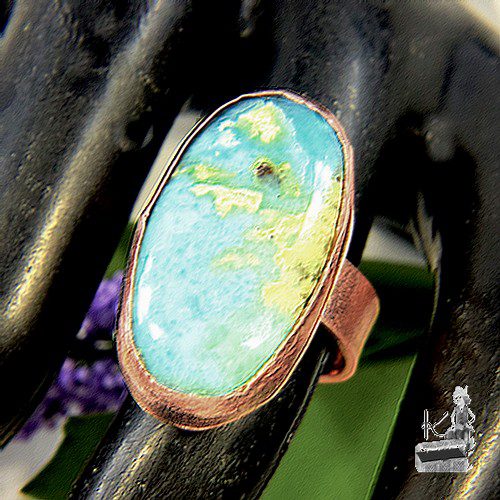 Bague ajustable Maina - cuivre et larimar – Image 6
